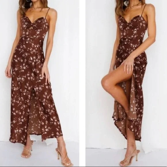 Must Be Fate Floral Satin Maxi Dress - Picture 2 of 4